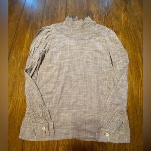 Woven By Synergy Organic Cotton Long Sleeve Navy Blue Blouse Size Small UUU